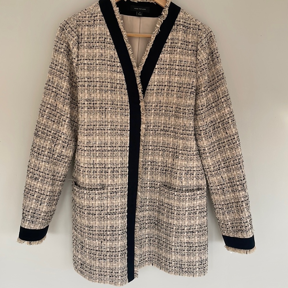 Ann Taylor Tweed Collarless Coat